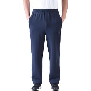 Zoulee Men's Casual Cotton Jogger Sweatpants Zipper Front Pants (Medium, Thin Navy Blue)