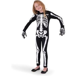 Spooktacular Creations Halloween Skeleton Costume Kids Girls, Toddlers Skeleton Jumpsuit for Cosplay (3T (3-4 yr))