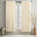 Cream Beige Velvet Room Darkening Curtains 63 Inch Long Length 2 Panel for Living Room Energy Saving Thermal Curtains for Kitchen Nursery Balcony Back Tab Pleated Short Drapes Boho Elegant Home Decor