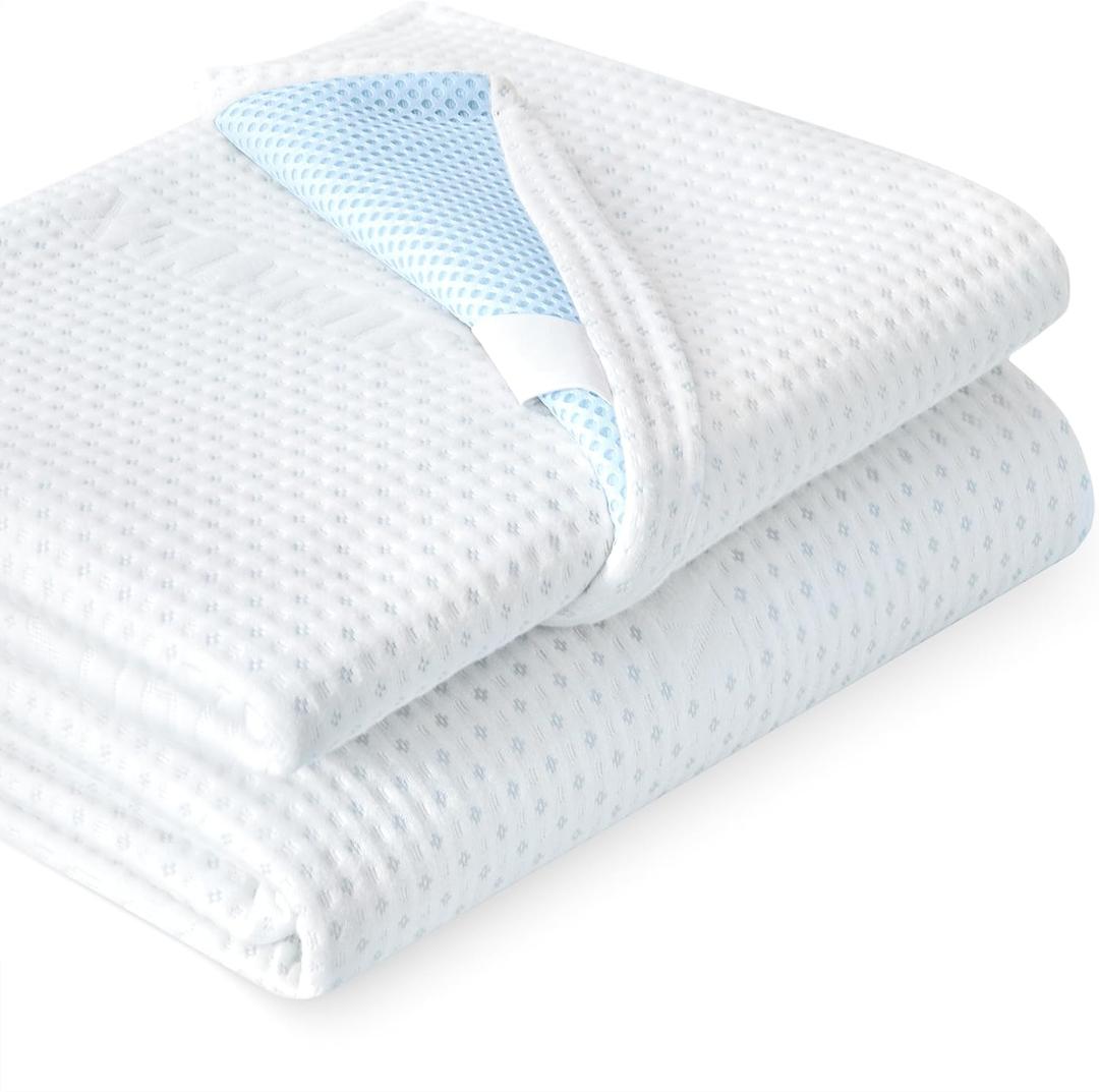 Subrtex 3 Inch Mattress Topper Cover (Only Cover) Mattress Topper Protector Bedding Rayon Made from Bamboo Removable Mattress Encasement with Zippers, Twin XL (White)