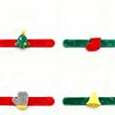 2 x 4 Pack Christmas Snap Bracelets - Festive Deer & Tree Design Elastic Wristbands forTenns Adults, Christmas Party Supplies, Stocking Stuffers Gift Bag Fillers