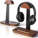 3 x Headphone Stand Wood, Walnut Headset Stand for Desk, Heavy Duty Universal Headset Stand with Storage Base for Gaming and Music Headset