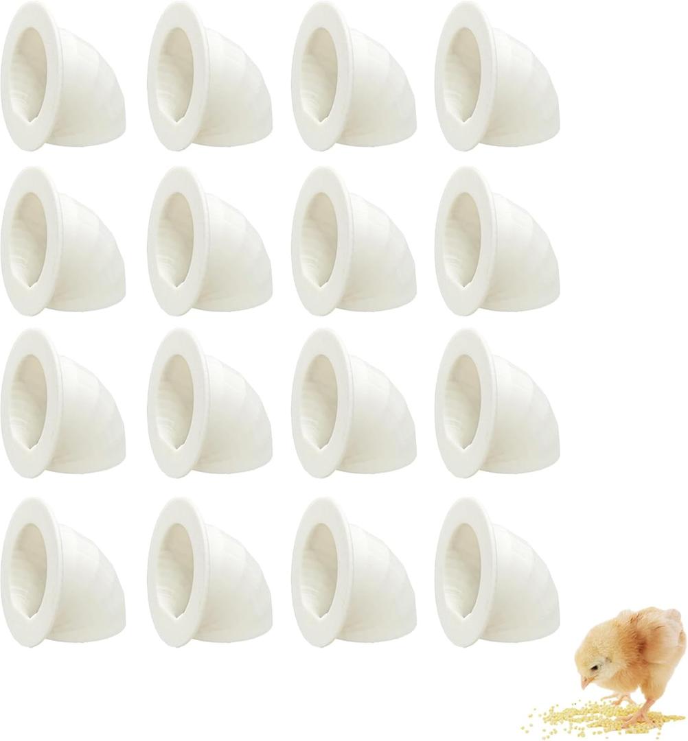 16 Pack Quail Feeder No Waste Feeder Port for DIY Bucket Pail Bin Container Coturnix (1.5in)