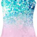 AIDEAONE Girls Swimsuit 3-12 Years One Piece Bathing Suit Quick Dry Beach Swimwear (4-5T, Glitter Pink)