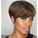 Pixie Wigs Short Wigs for Black Women Brown Short Pixie Cut Wigs for Black Women Layered Wigs with Bangs for Women (Mixing black and brown)