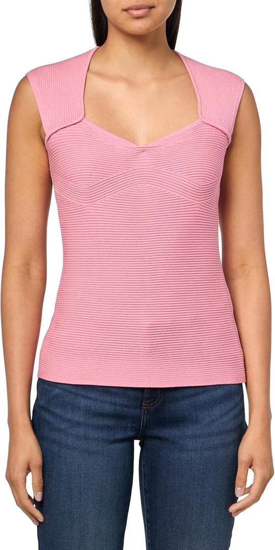 BOSS Women's Sweetheart Soft Ribbed Top (Pink, XS)