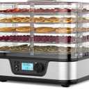 Electactic Food Dehydrator, Metallic Silver | 5 Stainless Steel & BPA-free trays, Adjustable Temperature, 72H Timer, Dehydrator for Meats, Jerky, Fruits, Veggies and Pet Treats