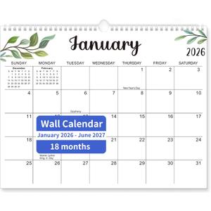 2026-2027 Wall & Desk Calendar, 280×356mm Portable Monthly Planner, Thick 255gsm Non-Bleed Paper with Hanging Hole & Stand, Large Writing Blocks for Office Home Family Student