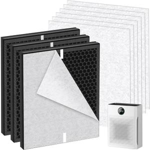 Pulluty 3 Pack PR1 Replacement Filter for Mooka Air Purifier for Home Large Room up to 2200 sq. ft., 3-in-1 H13 True HEPA Activated Carbon, with 6 Pcs Washable Filter for Pets.