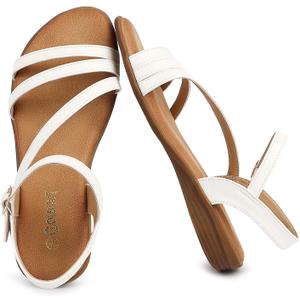 Flat Sandals For Women Dressy: Comfortable Strappy Sandal Ankle Buckle Open Toe Summer Beach Walking Vacation Daily Wear Size 5-10.5