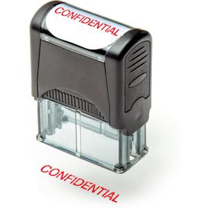 Self Inking Rubber Stamp, Refillable Red Ink Preinstalled - 1.4" x 0.51" X (35 x 8mm) (Confidential)