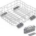 Upgraded WD28X34744 WD28X26099 Dishwasher Lower Rack Compatible with GE Dishwasher Rack Parts,WD28X28918 WD28X22659 WD28X34744 GDF510PSM0SS 304 Stainless Steel GE Dishwasher Bottom Rack with Wheel