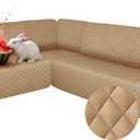 Sectional Couch Covers Waterproof 6PCS L Shaped Couch Cover Washable Non Slip Sectional Sofa Slipcovers Soft Large U Shape Corner Sofa Protector for Pet Dog Cat Kids (X-Large, Light Brown)