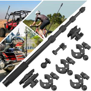 BRDRC Motorcycle Mount for Insta 360 X4 X5, Bike Handlebar Clamp Mounts 59" Invisible Selfie Stick Bundle Kit for Insta360 X5 X4 X3 X2 X ONE, for DJI OSMO 360, for GoPro Camera Accessories