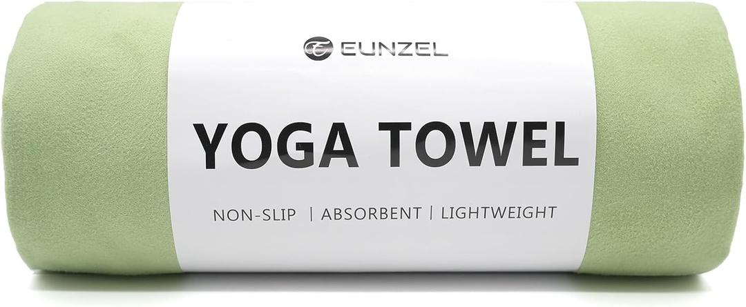 Eunzel Hot Yoga Towel Non Slip Yoga Mat Towel Non-Slip Sweat Absorbent Microfiber Towel for Hot Yoga, Pilates and Workout 72" x 26.5", Olive
