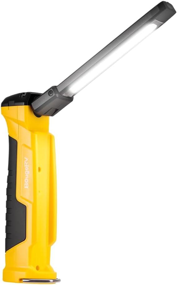 BougeRV WL02 Work Light, Rechargeable Flashlight with 180 Rotate Foldable Design, Led Work Light, 2 Lighting Modes Mechanic Light for Car Repairing, Emergency