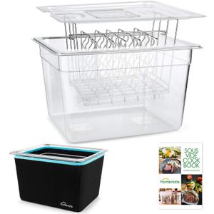 HOMENOTE Container 12 Quart with Lid & Rack and Sleeve - BPA Free Complete Sous Vide Accessories Kit with Cookbook For Anova and Most Sous Vide Cookers