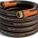 Garden Hose 25 ft x 5/8", Heavy Duty Water Hose, Flexible and Durable, Kink Resistant Lightweight Hybrid Hose, Leakproof Yard Hose with Male to Female Fittings (Black)
