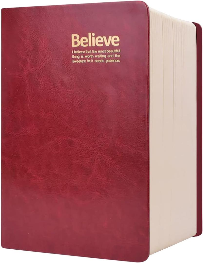 SAYEEC Thick Journal Lined Notebook 720 Pages Leather Writing Journal B6 Soft Cover College Ruled Notebook 360 Sheets Lined Paper Memo Book Personal Daily Diary Gift for Women Work Note Taking Travel (Dark Red B6 with Text Cover)