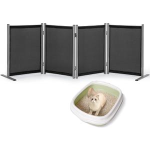 Rantila Cat Litter Box Privacy Screen Cat Litter Box Furniture Best for Your Cat's Health, 68''W x 24''H, Black, Need Assembly