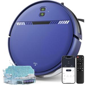 Robot Vacuum Cleaner, Smart Robotic Vacuum Wi-Fi Connected, App Control, Compatible with Alexa and Google Assistant, Automatic Self-Charging Robot Vacuum Perfect for Pet Hair, Carpets and Hard Floors (Blue)