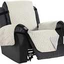 H.VERSAILTEX Reversible Quilted Recliner Covers Water Resistant Furniture Protector for Reclienr Chair with Elastic Straps for Pets Kids Sitting Width Up to 22"(Recliner, Ivory/Beige)