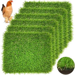 Irieiply 6 Pack 12"x12"x1.2" Chicken Nesting Pads for Laying Eggs, Washable Artificial Grass Carpet Synthetic Turf Mat Nest Box Bedding for Chicken Coop