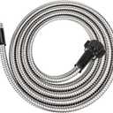 Yanwoo 304 Stainless Steel 10 Feet Short Garden Hose with Female to Male Connector, Water Hose, Metal Hose, Outdoor Hose (10ft)