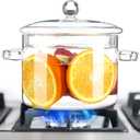 Glass Pots for Cooking on Stove, 1.5L/50OZ Simmer Pot with Lid,High Borosilicate, Heat-Resistant Safety Glass Pot for Stove, Suitable for Pasta, Soup, Milk, Fruit, Tea
