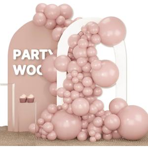 PartyWoo Dusty Pink Balloons 120pcs Different Sizes of 18 12 10 5 Inch Boho Blush Lilac Pink Balloon Arch Kit Garland for Princess Birthday Baby Shower Graduation Party Decorations Pink-F54
