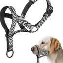 2 x Gentle Dog Head Collar, Soft Nylon No Pull Padded Halter with Fashion Stripes, Breathable Nose Leash for Dogs, Anti Pulling Barking(M)