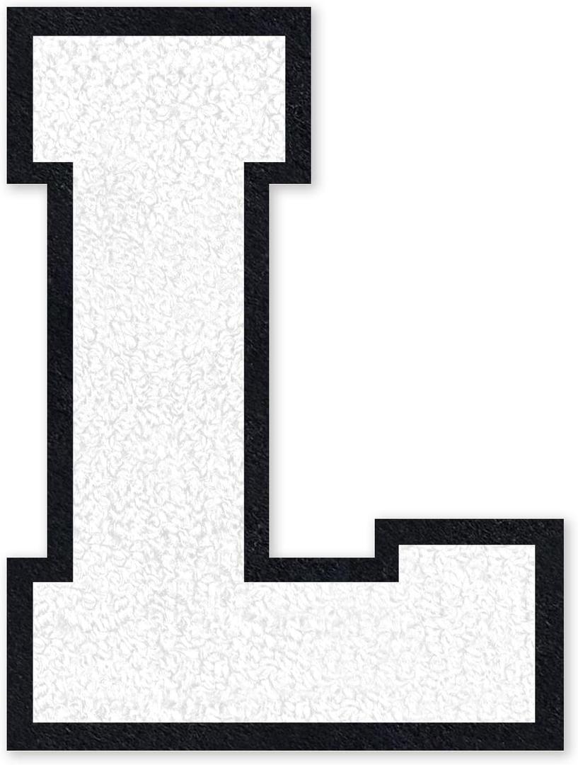4 x 6-1/2" Varsity Letter Patches White Iron On Letters Letterman Jacket Patches Chenille Large Iron On Letters for Clothing Jacket/Hoodie/Varsity L