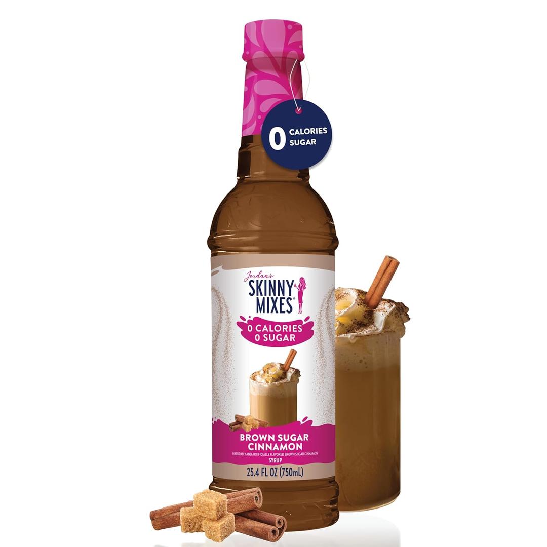Jordan's Skinny Mixes Syrups Sugar Free Coffee Syrup, Brown Sugar Cinnamon Flavor Drink Mix, Zero Calorie Flavoring for Latte, Protein Shake, Food and More, Gluten Free, Keto Friendly, 25.4 Fl Oz, 1 Pack (EXP 12/30/27)