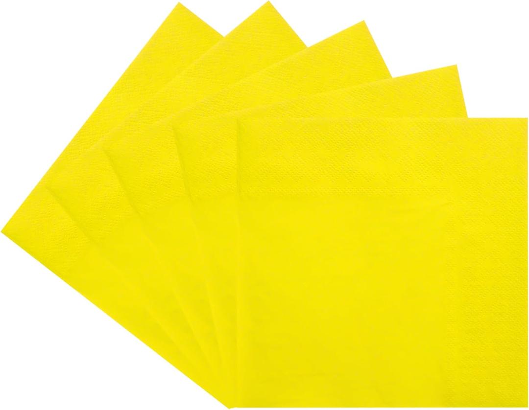 150 Pcs Yellow Cocktail Napkins - Double-Ply 6.5x6.5 Inch Disposable Paper Napkins, Lunch and Dinner, Easter, Christmas, Weddings, Parties |Bulk Holiday Decorative Napkins