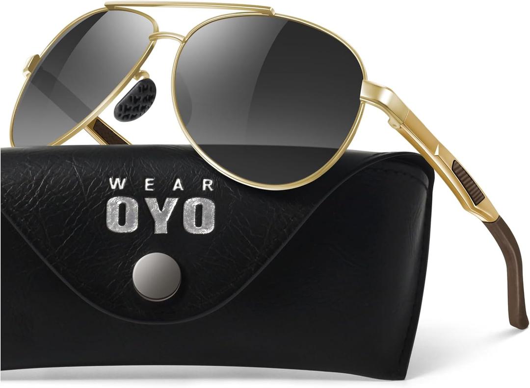 WEAROYO Polarized Sunglasses Men Womens Al-Mg Alloy Frame Spring Hinges Pilot Military Style UV400 Protection Driving