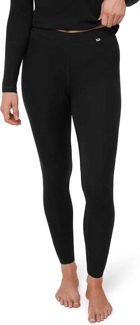 DANISH ENDURANCE Merino Wool Leggings Women, Women's Thermal Underwear Bottom, Base Layer Womens Leggings for Winter (Large, Black)