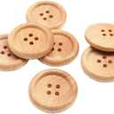 YaHoGa 30pcs 30mm (1 1/5 inch) Wood Buttons Large Natural Wooden Buttons for Sewing Sweater Crafts Bulk