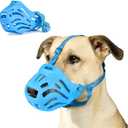 Breathable Dog Muzzle to Prevents Chewing and Biting, Adjustable Mouth Cover, Silicone Pet Muzzles for Grooming Trimming Training (Blue, #8)