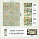 5×7 Grass Green Washable Floral Area Rug, Vintage Boho Soft Low-Pile Living Room Rugs, Stain Resistant Botanical Non-Slip Carpet for Bedroom, Dining Room, Kids Nursery, Home Decor