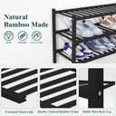 Smiry Bamboo Shoe Rack, 6 Tier Free Standing Wooden Shoe Organizer, Stackable 12 Vertical Slats Wood Shoe Storage Shelf for Closet, Entryway, Three-piece Thicker Legs, 26.8"x11"x39", Black