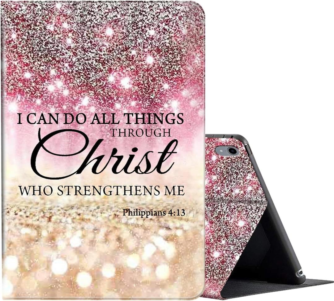 Case for iPad (A16) 11th Generation 11 Inch (2025), for iPad 10th Generation Case 10.9 Inch (2022),Slim Shockproof Shell PU Leather Stand Cover w/Auto Sleep Wake-I can do All Things Through Christ