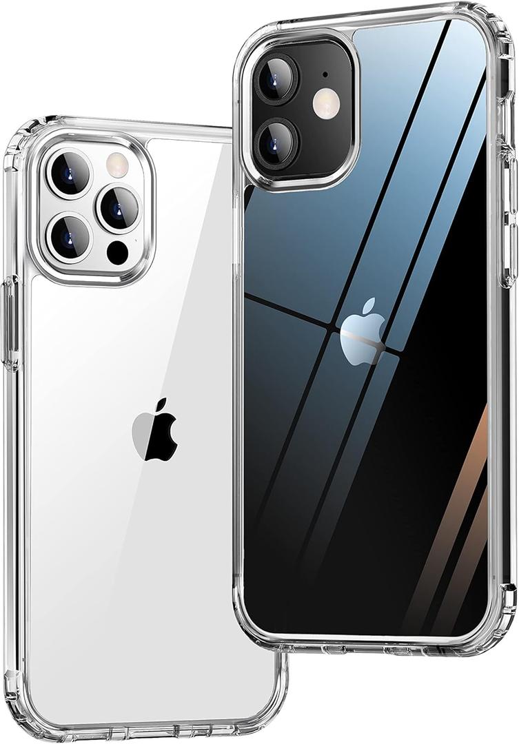 ONES for iPhone 12/12 Pro Slim Case Clear, [PC + TPU Hybrid][Military-Grade Drop Protection][Anti-Yellowing], Shockproof Silicone Hard Cover, Transparent Case (HD Highly Clear)