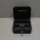 Kyodoled Medium Cash Box with Money Tray,Small Safe Lock Box with Key,Cash Drawer,7.87"x 6.30"x 3.54" Black Medium