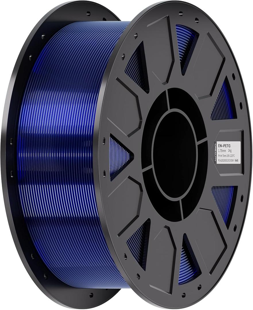 Creality Ender PETG 3D Printer Filament 1.75mm 1KG (2.2lbs), High Precision, Strong Toughness, Odorless, Better Flow, Moistureproof 3D Printing Ender PETG Filament, Transparent Blue