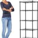 5-Tier Wire Shelving Unit Adjustable Height 750lbs Capacity Metal Shelf, 16.7"x 11.8"x 47.6" Space-Saving Storage Rack for Restaurant Garage Pantry Kitchen, Easy Assembly, Black