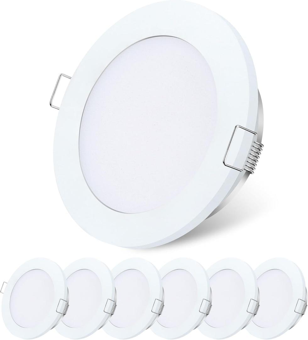 GZV RV Puck Light, RV Recessed Ceiling Light, DC 12V LED Light for Under Cabinet Camper Van Truck Motorhome Interior Lighting, 6 Pack (3000K with White Finish Warm White)