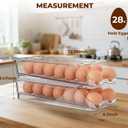 Egg Holder for Fridge,Automatic Rolling Egg Container for Refrigerator,2 Pack Clear Stackable 28-Count Egg Organizer with Lid, Fridge Organizers and Storage