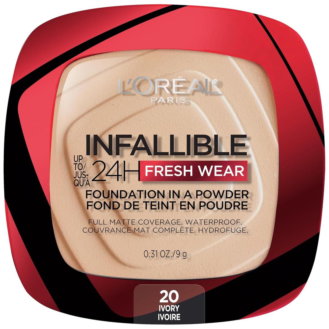 L'Oreal Paris Infallible Fresh Wear Foundation in a Powder, Up to 24H Wear, Ivory, 0.31 oz.