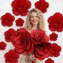 Norme 6 Pcs Artificial Day Giant Flowers for Decoration 12, 16, 20 Inch Wedding Large Rose Petals Giant Flowers Large Red Peony for Wedding Arch Decoration, Home Decor, Anniversary Birthday Valentines