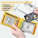 GSOIAX Men's Slim RFID Blocking Leather Wallet with Money Clip Minimalist Carbon Fiber Bifold Credit Card Holder 11 Card Slots Gift Box Included(Carbon Yellow)